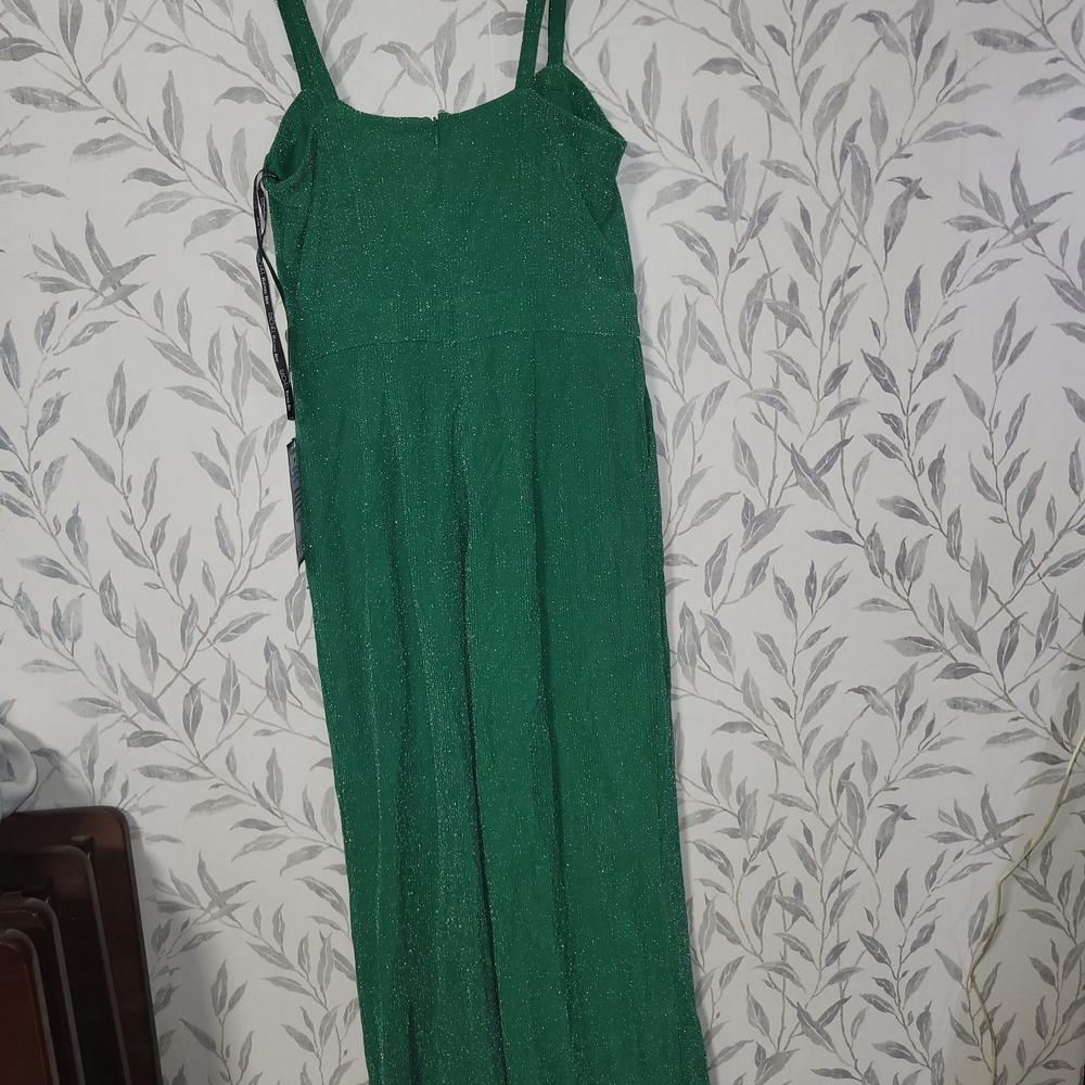 Nwt Womens Size Medium RACHEL Rachel Roy Green Metallic Corset Jumpsuit